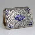 superba cutiuta Art Deco " snuff box ". argint emailat si aurit. Italia cca 1920